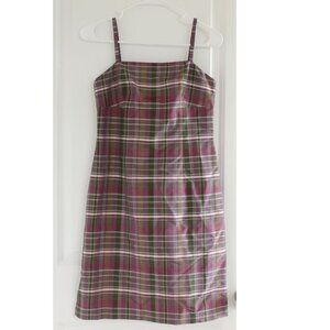 Vintage Silk Mini Slip Dress Purple Plaid Y2K CBK Style Olivia Dean Minimalist